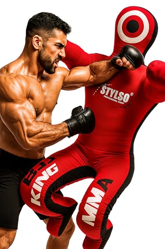 Un-Filled Grappling Dummy Wrestling Dummy Jiu Jitsu Dummy for BJJ MMA Judo Karate Practice Adult Kids and Youth Training Tackling Dummies - Red, 5ft / 60