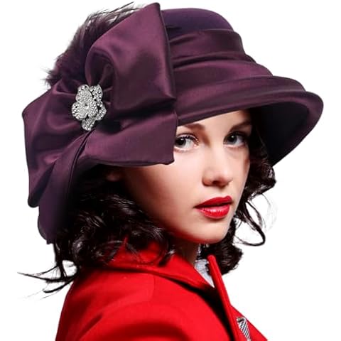 Ruphedy Womens Wool Felt Derby Church Party Dress Hats for Fall Winter 1920s (Z015-Purple) Cover