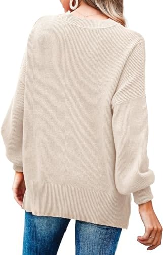 Image of Imily Bela Womens Oversized Tunic Sweaters Fall Slouchy Long Sleeve Ribbed Knit Side Slit Pullover Jumper