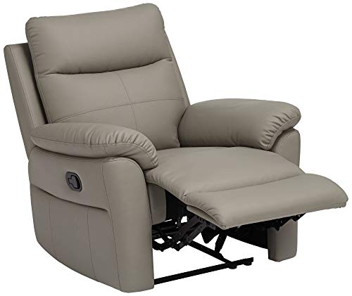 Elm Lane Newport Neutral Taupe Faux Leather Recliner Chair Modern Armchair Comfortable Push Manual Reclining Footrest Adjustable Upholstered Bedroom Living Room Reading Home Relax Office #TOP4