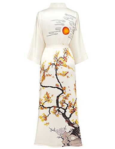 Image of PRODESIGN Kimono Robe for Women - Long Satin Sleepwear Silky Kimono Cover-Up Nightgown Japanese Bathrobe Loungewear Blouse