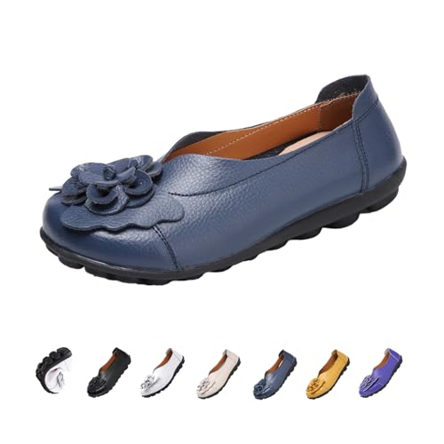 Image of MOYOWEI Women's Leather Slip On Loafers Colorful Flat Shoes
