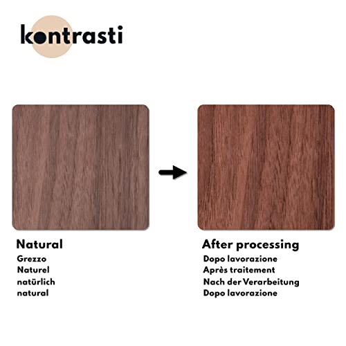 Kontrasti Walnussholzfurnier x 8er Set Größe 300 mm x 14 mm x 0,6 m – Nussbaumholz - Rohholz - Furnierholz – Holzplatte - Starkfurnier für den Modellbau geeignet. Handwerk, Zimmerei, holzwerken