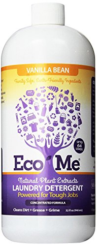 Eco-me Plant Based Concentrated Laundry Detergent, Clear, Vanilla, 32 Fl Oz (Pack of 1)