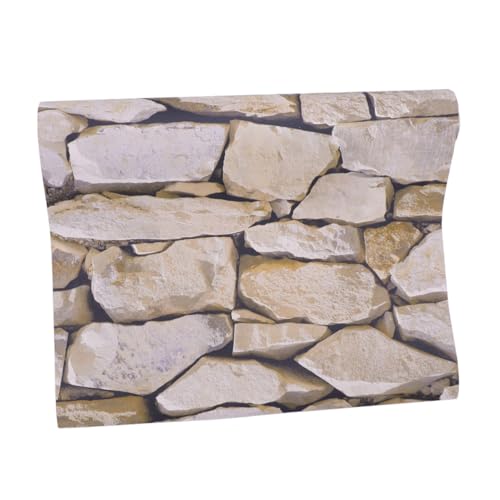 Tofficu Papier Peint En Pierre Brique Sable Marron Papier Peint 3D Toile De Fond De Mur En