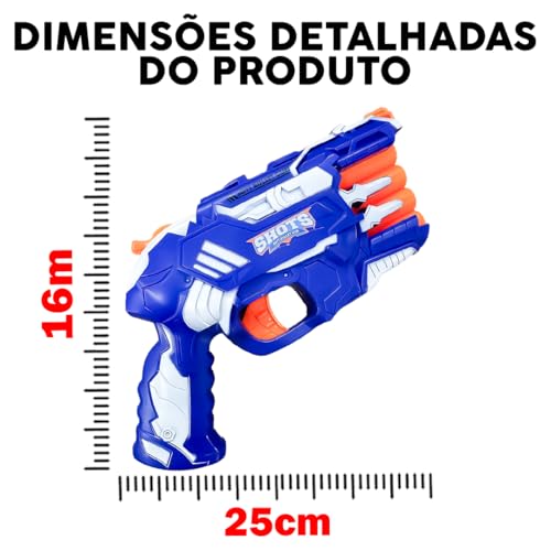 Kit Arma de Brinquedo Infantil Lança Dardos 4 Tiros em Sequência + 6 Munições (AZUL)