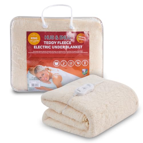 GC GAVENO CAVAILIA Detachable Controller Electric Under Blanket - Teddy Warm & Thermal Energy Saving 1P 3 Heat Setting Heated Underblanket Double, Over Heat Protection Blanket - 120 x 135 Cm