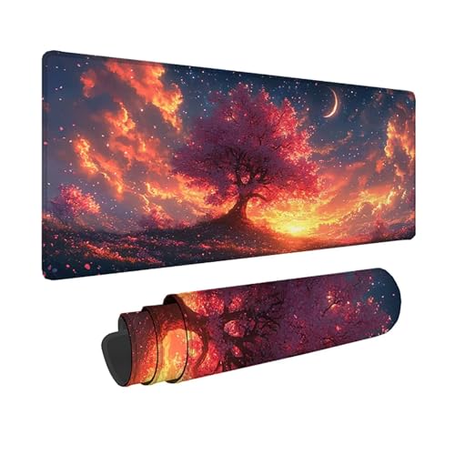 Mouse pad avec bords cousus imperméable et grand tapis souris XXL rose