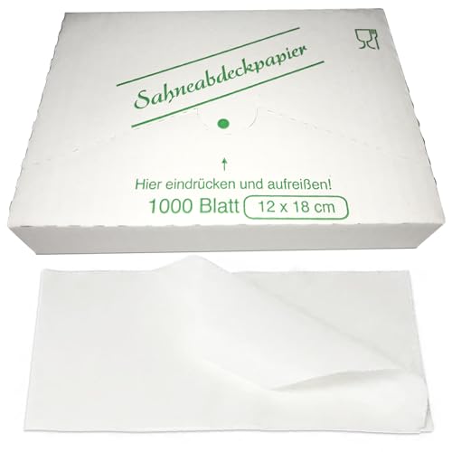 Lomatek Sahneabdeckpapier 12x18cm - 1000 Blatt, Trennpapier für Feingebäck, Gebäckpapier, Torten & Kuchenabdeckpapier für Kuchen & Torten, verhindert Austrocknen & Zusammenkleben, gewachst, weiß