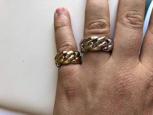 Real Solid 925 Silver - Miami Cuban Ring - Wedding Band Or Hip Hop Men's Pinky Ring 12Mm - Rhodium Or 14K Gold Finish Anillo (Sterling-Silver, 9) #TOP3