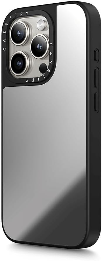 CASETiFY Mirror iPhone 15 Pro Max Case [Reflective / 4.9ft Drop Protection/Compatible with Magsafe] - Silver On Black - Image 5