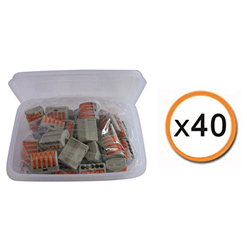 Lever Wire Connectors Nuts Compact Splicing Wire Connectors Fast Connection Terminal Electrical Connectors 5 Conductor For Quick Connect 28-12 Awg (40 Pack) #TOP4