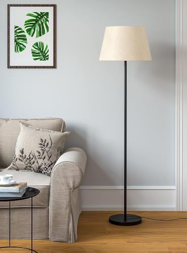 Image of Day Lights Metal Floor Lamp Standing Modern Lamp Shade for Living Room Corner, Home, Hotel, Office 12 Inches, 4Ft Height (Beige)