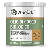 AniForte olio di cocco biologico per cani 1 litro qualità alimentare - prima spremitura a freddo, nativo, non raffinato, alto contenuto di acido laurico, cura del pelo, delle zampe e della pelle