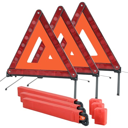 AMGSH 3-Pack Safety Reflective Triangles Kit