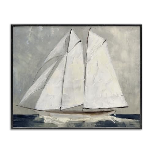 Nautical Sailboat Dark Ocean Water, 24 x 30 Inch Framed Giclée Print