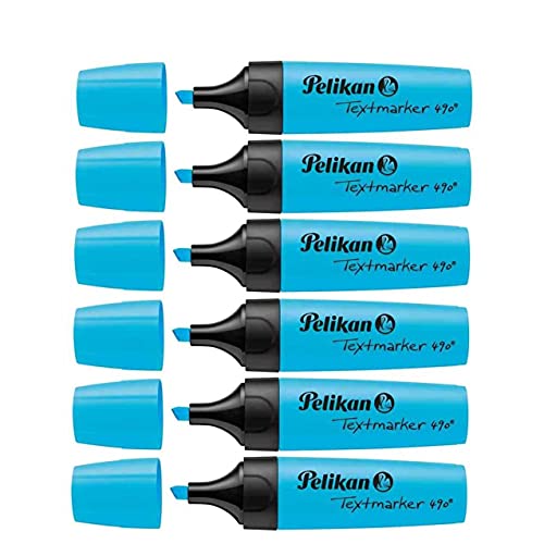 PELIKAN Textmarker 490 Textmarker 6 Stück 1-5 mm Keilspitze neonblau