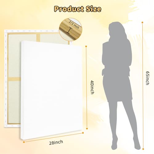 2 Pack Stretched Canvases 70 x 100 cm – 380gsm Triple Gesso Primed Heavy Cotton Canvas, Warp-Resistant Kiln-Dried Wood Frame, for Oil, Acrylic & Gallery-Quality Art – Ready to Paint - Image 3