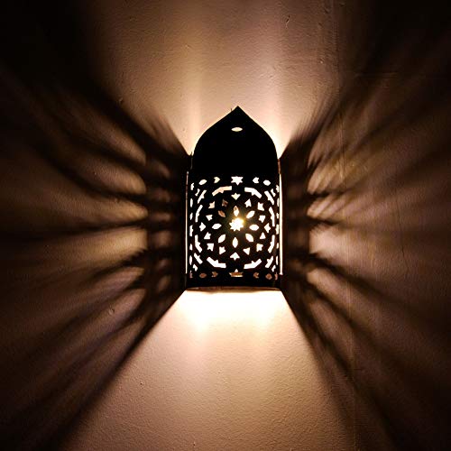 Generico La Maison Unique: Aplique de pared marroquí de hierro forjado lámpara linterna Artesanía Marruecos Handmade Decor 1103201302