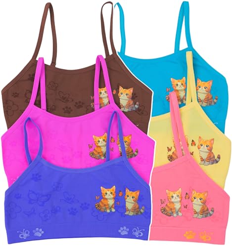 Image of ToBeInStyle Girl Pack of 6 Set Spaghetti Strap Training Bras & Boyshorts Bikinis