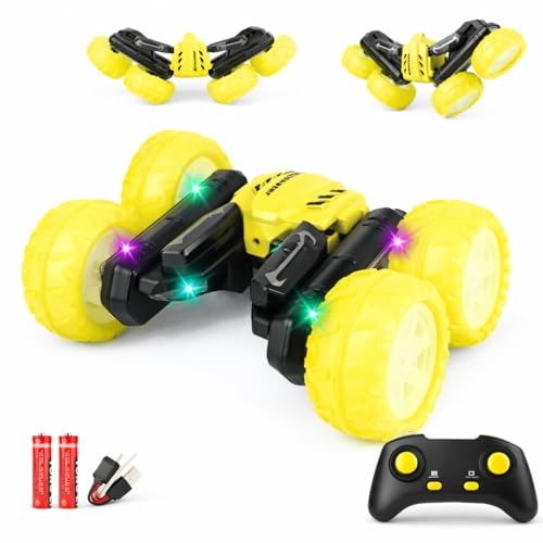 Titrot Remote Control Car for Kids, 360° Rotating Stunt Car, Double-Sided Driving, 2.4GHz RC Car, Rechargeable All-Terrain Toy, LED Glowing Wheels with Projection, for Boys & Girls Ages 4-8 Titrot Remote Control Car for Kids, 360° Rotating Stunt Car, Double-Sided Driving, 2.4GHz RC Car, Rechargeable All-Terrain Toy, LED Glowing Wheels with Projection, for Boys & Girls Ages 4-8