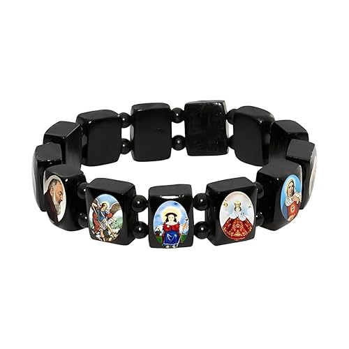 Catholica Shop Religious Catholic Bracelets with Assorted Colorful Images of Saints, Mary, and Jesus for Men and Women. Handcrafted in Brazil - Small Panel
