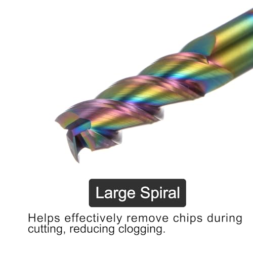Image of uxcell Carbide Square End Mill, 1 /4 inch Diameter Diamond-Like Carbon Coated 4 Flutes Milling Bit Cutter, for Aluminum Copper Non-Ferrous Metal, 1 /4 inch Shank 3 /4 inch Cut Length 2-1 /2 inch Long HRC50