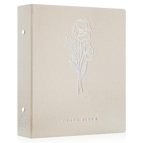 Lanpn Album Photo 11x15 11,5x15 400 Pochette, Lin Tissu Album pour Vertical Photos Beige
