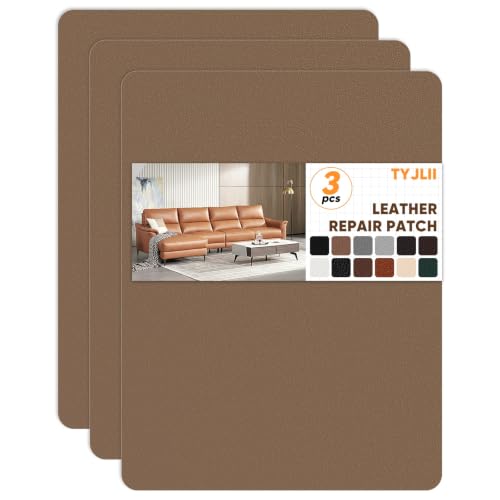 TYJLII Leather Repair Patch Self Adhesive,8.3″ x 11″ Vinyl Patch Kit,Leather Repair Kit for Furniture,Car Seat,Couch,Office Chair.（Khaki）