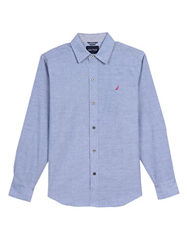 Nautica Boys' Solid Chambray Long Sleeve Button Down Shirt