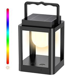 Lanterne Solaire Extérieur, Collasis 10RGB Lampe Solaire à Couleurs Changeantes, 3 Niveaux de Lanterne Jardin avec Type-C Rechargeable, IP54 lumiere Camping étanche pour Jardin Suspendu Terrasse Table