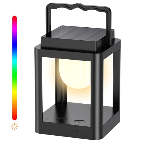 Solarlampen für Außen, Collasis Solarleuchten Wechselnde mit 10RGB Farbe,3-Levels Helligkeit Solar Laternen mit Type-C Aufladbar, IP54 Wasserdicht Camping Lampe für Hängend Garten Terrasse Esstisch