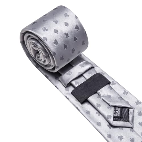 Image of Barry.Wang Silk Ties for Men Fun Necktie and Tie Clip Set for Wedding Party Business Formal Extra Long