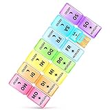 Opret Deutsche Tablettenbox 7 Tage 2 Fächer Morgens Abends, Abnehmbar Pillendose 7 Tage 2 Fächer, Pillenbox Medikamentenbox 7 Tage Tabletten Wochenbox Tablettendose Tablettenbox 14 Fächer