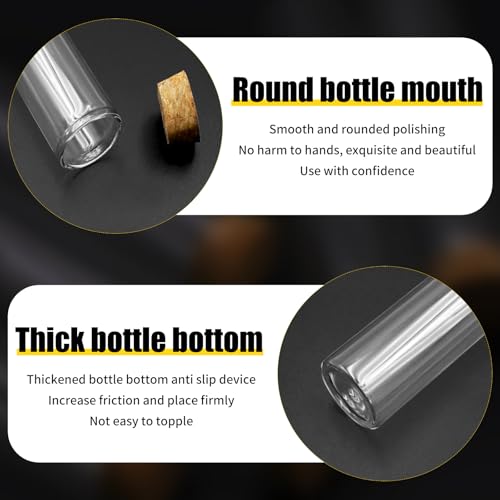 WYYFXY® 12 Stück Flachboden Reagenzglas mit Korken 60ml Reagenzgläser mit Korken 30x120mm Reagenzgläser Glas Reagenzglas Vase für Blumen Süßigkeiten DIY Deko Geschenk