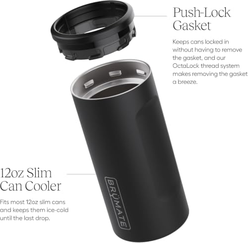 Image of BruMate Hopsulator Slim Can Cooler Insulated for 12oz Slim Cans | Skinny Can Insulated Stainless Steel Drink Holder for Hard Seltzer, Beer, Soda, and Energy Drinks (Glacier)