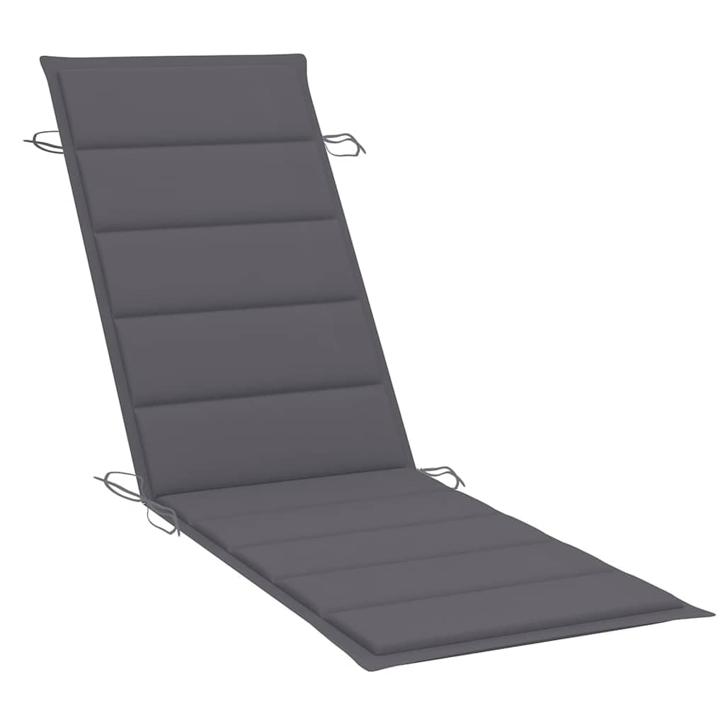 Ogrodowy leżak z poduszką lite drewno akacjowe składany wygodny leżak ogrodowy z poduszką na patio balkon taras 184x55x64 cm antracytowy 110 kg
