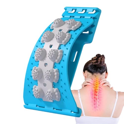 Back Stretcher Cracker Lumber Support Board 4 Level Adjustable Traction Massager Board with Nodes Lightweight Orthopedic Cushion for Back Neck Shoulder Discomfort