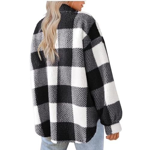 Flannel Shacket Women 2024 Fall Casual Button down Plaid Shirts Oversized Fleece Lined Jackets Coats Ladies Shackets4