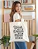 XIARON Flat Tape Handle Tote Bag Work Hard Dream Big Never Give Up Inspiring Quote 340g/m² thick fabric Replaces school bag M Black #1