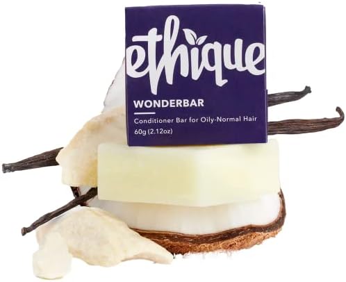 Ethique Wonderbar Solid Hair Conditioner Bar for Oily to Normal Hair (60g/2.12oz) Vegan, Compostable, Biodegradable, Plant based