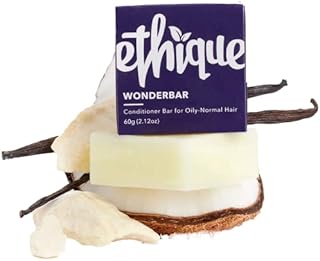 Ethique Wonderbar Solid Hair Conditioner Bar for Oily to Normal Hair (60g/2.12oz) Vegan, Compostable, Biodegradable, Plant based