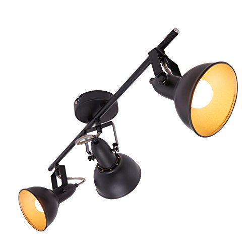 BRILONER - Deckenlampe Vintage schwenkbar, E14 Fassung, max. 40 Watt, Deckenleuchte, Lampe, Wohnzimmerlampe, Schlafzimmerlampe, Küchenlampe, Deckenstrahler, 55,4x10x18,1 cm, Schwarz-Gold