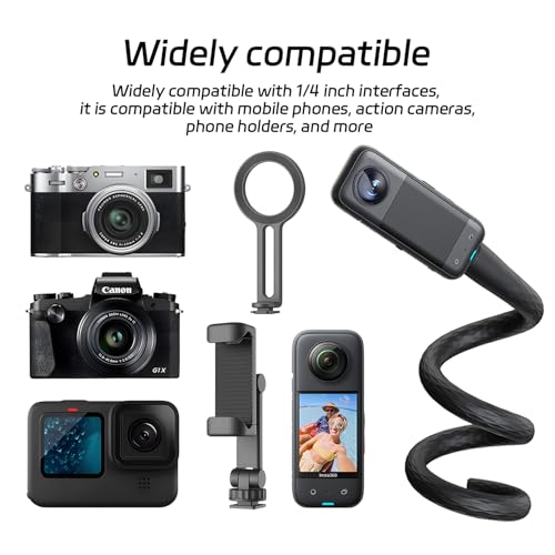 YUNJITONN Magnetic Flexible Phone Mount Holder for iPhone and Action Camera, 20 Inch Long Arm Bendable Selfie Stick with 1/4 Screw Thread, Black Aluminum Alloy by YUNJITONN - Used condition - Image 5