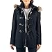 Alpine Swiss Duffy Womens Wool Blend Toggle Coat Removable Faux Fur Hood Classic Duffle Overcoat Warm Winter Jacket BLK L