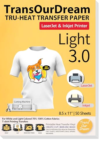 TransOurDream Tru-Heat Transfer Paper for Inkjet & LaserJet Printer...