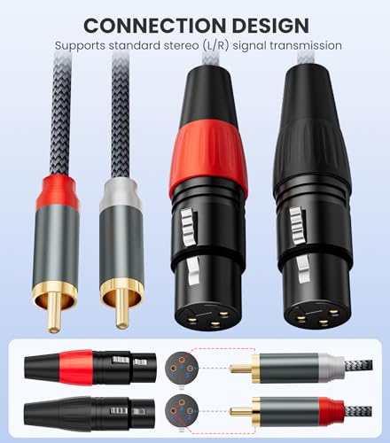 Cable XLR a RCA doble interconexión de sonido analógico hifi 10 pies 3