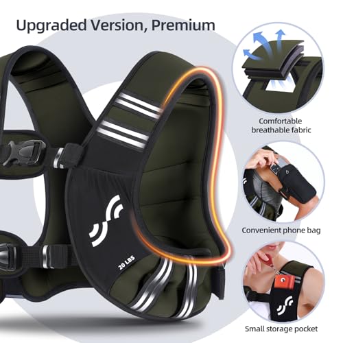 Sportneer Weighted Vest Women, 8/12/1/5/20/25lbs Weighted Vest with Reflective Stripe & Large Pocket, Comfort-Fit Running Vest for Walking, Rucking, jogging, Strength Training & Weight Loss by Sportneer - Image 2