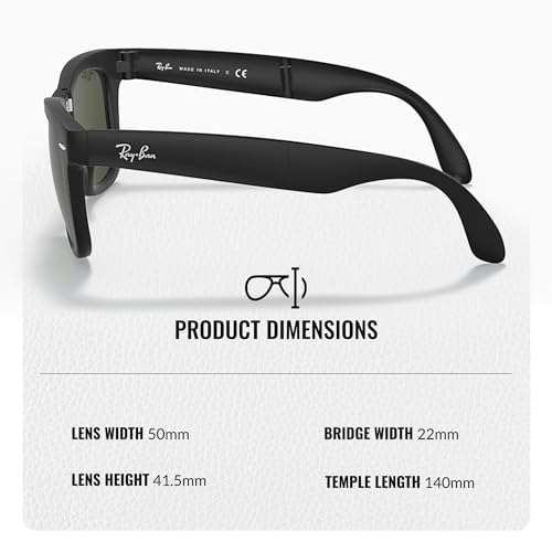 Image of Ray-Ban RB4105 WAYFARER FOLDING CLASSIC Square Shape Sunglasses for Men with Official Eyewear Kit