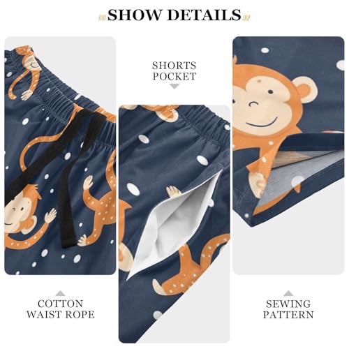 Men's Short Pajama Bottoms Monkey Cartoon Animal Home Casual Sleep Pants3